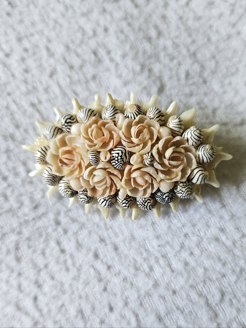 Vintage Folkart Shell Brooch